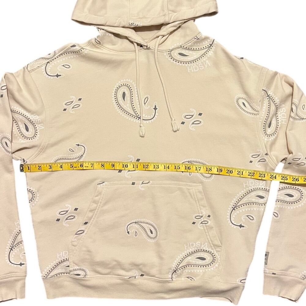 Hudson Jeans Men’s Paisley Pullover Hoodie – Beige / Cream Size Medium - Picture 8 of 9